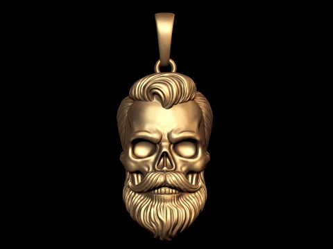 Bearded Skull Pendant 3D Print Model