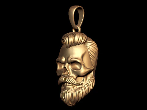Bearded Skull Pendant 3D Print Model