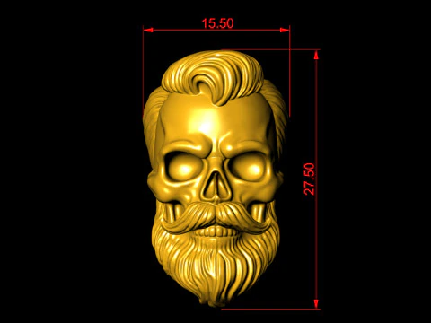 Bearded Skull Pendant 3D Print Model