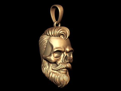 Bearded Skull Pendant 3D Print Model