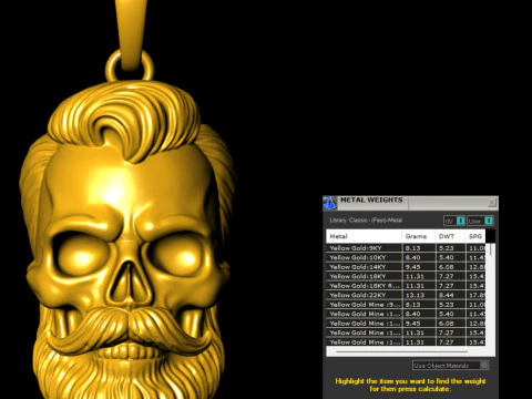Bearded Skull Pendant 3D Print Model