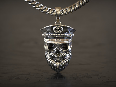 Captain Skull Beard Pendant 3D Print Model