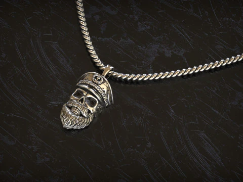 Captain Skull Beard Pendant 3D Print Model