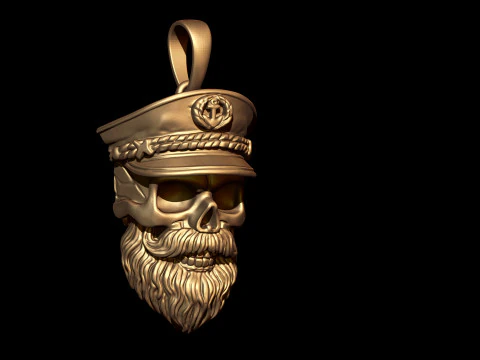 Captain Skull Beard Pendant 3D Print Model