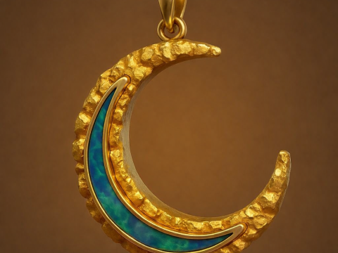 新月金块吊坠 3D 打印模型