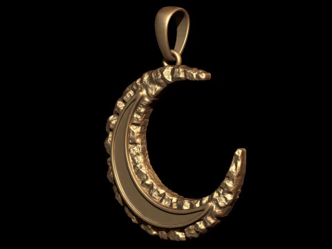 Crescent Moon Nugget Pendant 3D Print Model