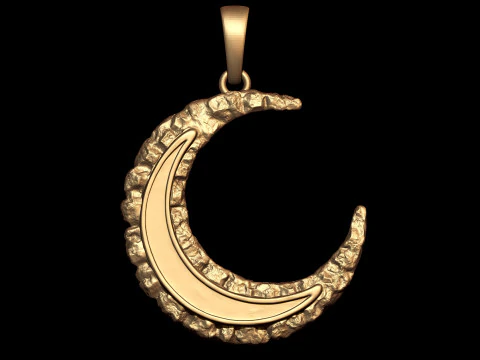 Crescent Moon Nugget Pendant 3D Print Model