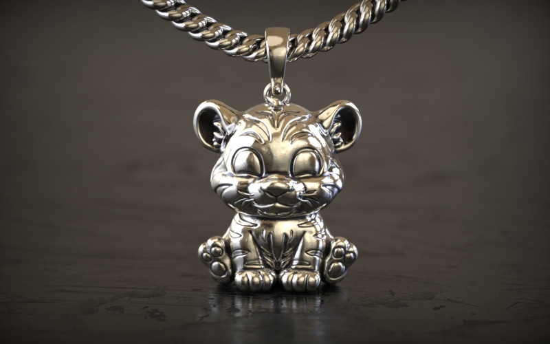 Cute Tiger Pendant 3D Print Model .c4d .max .obj .3ds .fbx .stl .blend 