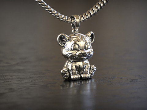 Cute Tiger Pendant 3D Print Model