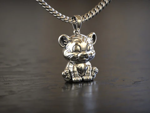 Cute Tiger Pendant 3D Print Model