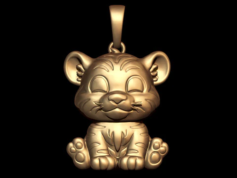Cute Tiger Pendant 3D Print Model