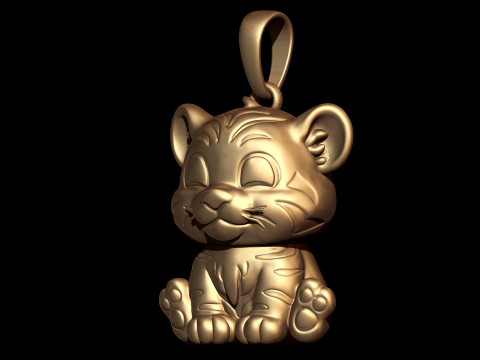 Cute Tiger Pendant 3D Print Model