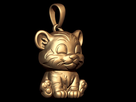 Cute Tiger Pendant 3D Print Model