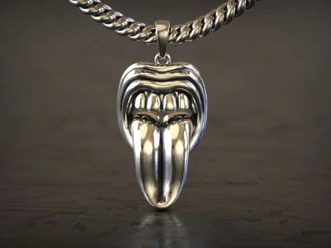 Savage Tongue Mouth Pendant 3D Print Model