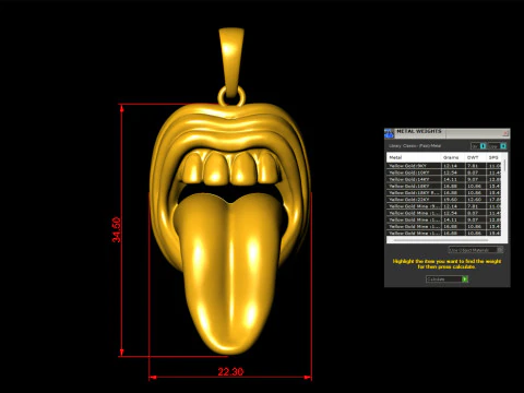 Savage Tongue Mouth Pendant 3D Print Model