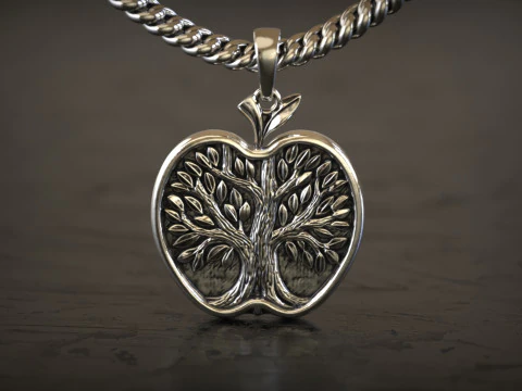जीवन का वृक्ष सेब पेंडेंट 3D प्रिंट मॉडल