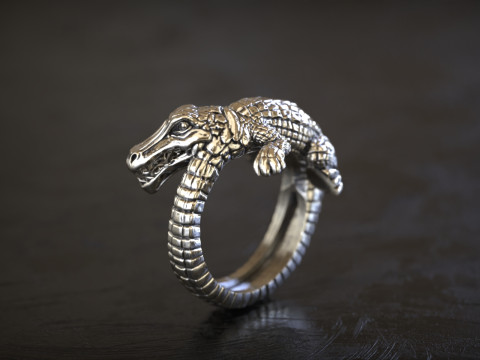 Crocodile Alligator Wrap Ring 3D Print Model