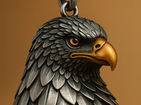राजसी ईगल हेड पेंडेंट 3D प्रिंट मॉडल