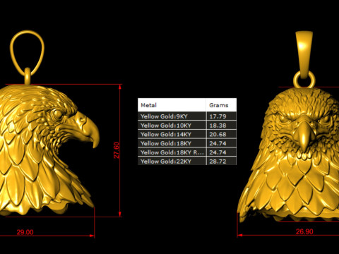 Majestic Eagle Head Pendant 3D Print Model