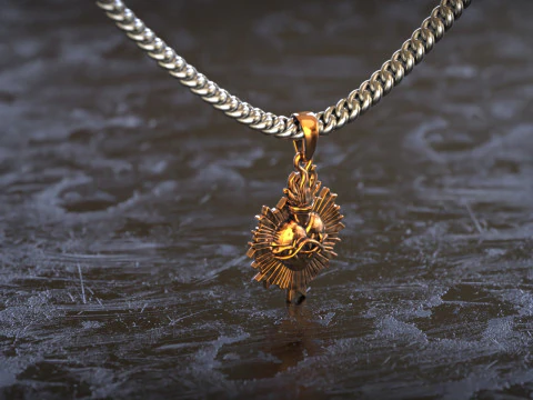 Sacred Heart Flame Pendant 3D Print Model