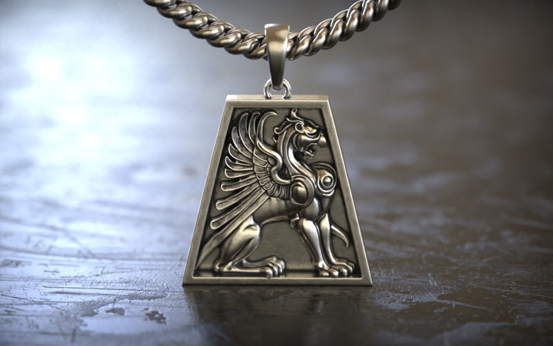 Griffin Mythical Pendant 3D Print Model .c4d .max .obj .3ds .fbx .stl .blend 