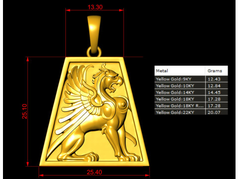 Griffin Mythical Pendant 3D Print Model