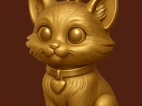 Cute Cat Pendant 3D Print Model