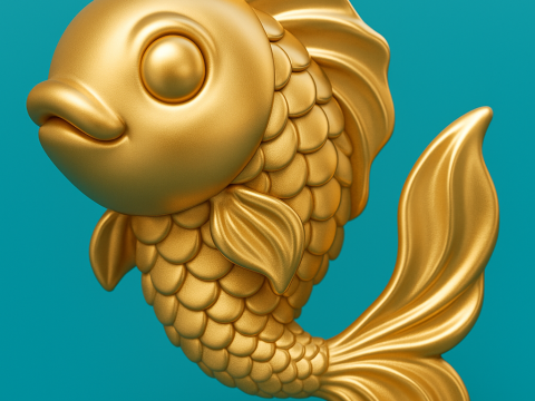 Golden Koi Fish Pendant 3D Print Model