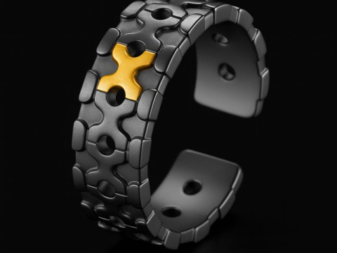 Mechanical Puzzle Link Ring 3D Print Model