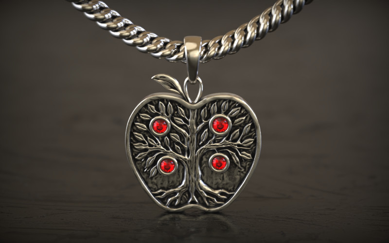 Apple Life Tree Pendant 3D Print Model .c4d .max .obj .3ds .fbx .stl .blend 