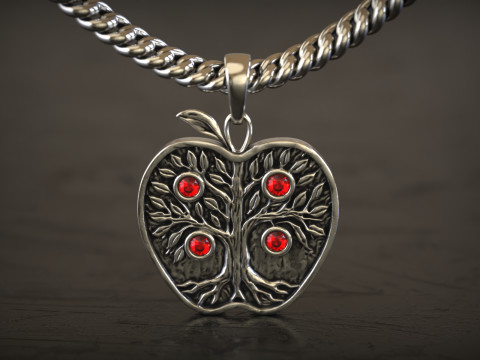 Apple Life Tree Pendant 3D Print Model