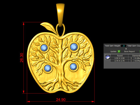 Apple Life Tree Pendant 3D Print Model