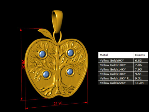 Apple Life Tree Pendant 3D Print Model