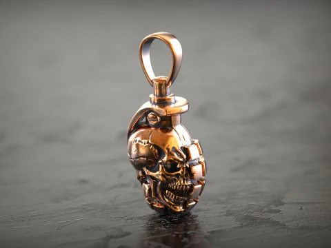 Street King Skull Grenade Pendant 3D Print Model