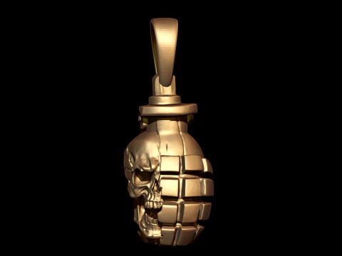Street King Skull Grenade Pendant 3D Print Model