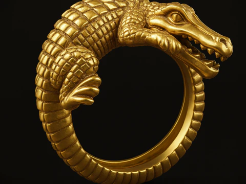 Anello in oro con coccodrillo Ouroboros Modello di stampa 3D