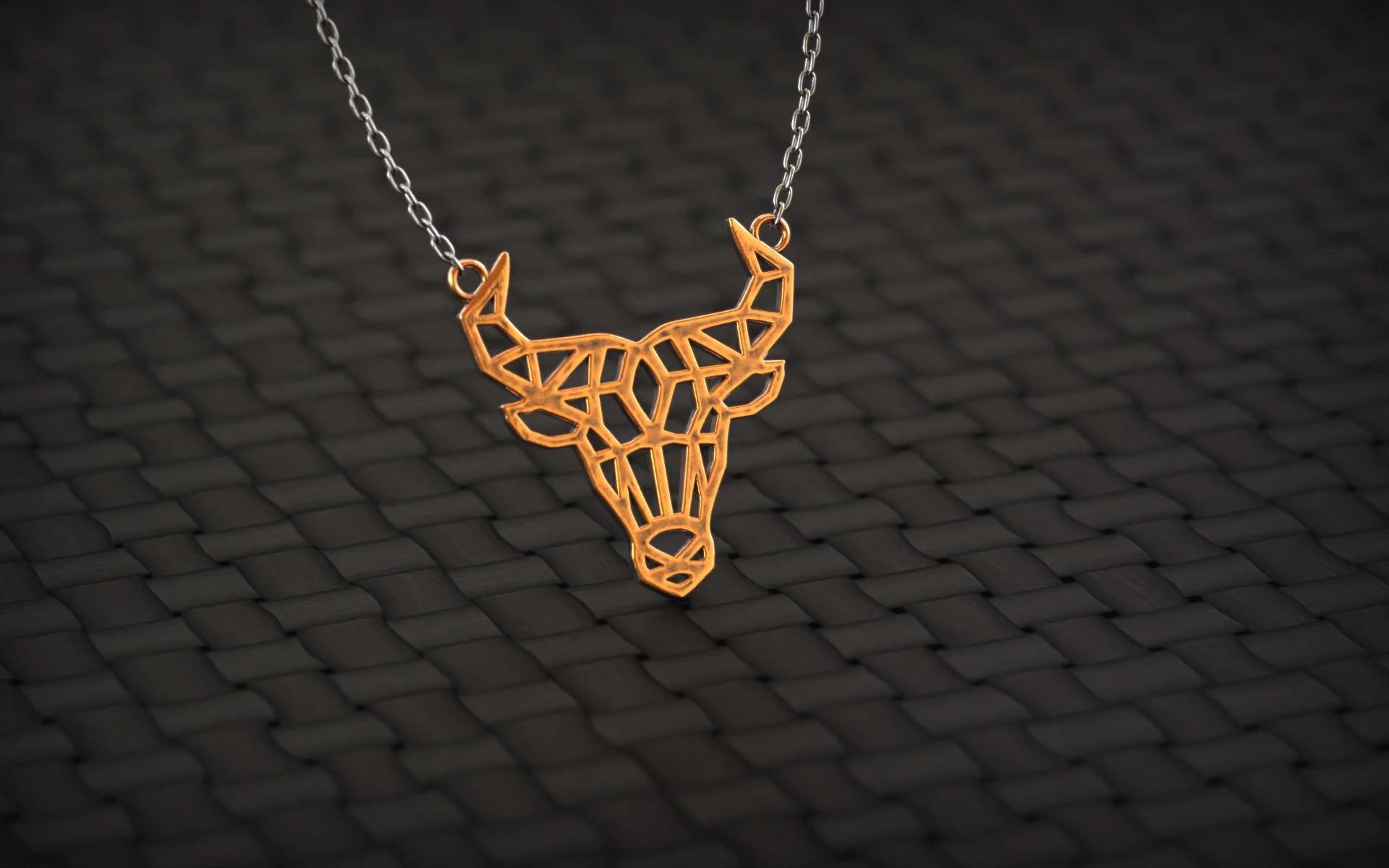 Geometric Bull Skull Head Pendant 3D Print Model .c4d .max .obj .3ds .fbx .stl .blend 