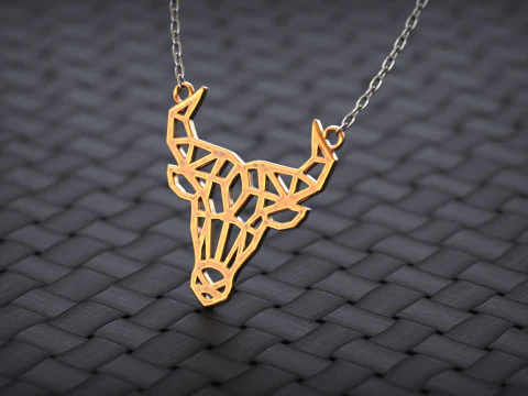 Geometric Bull Skull Head Pendant 3D Print Model