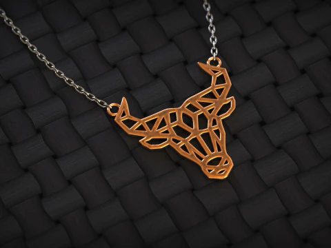 Geometric Bull Skull Head Pendant 3D Print Model