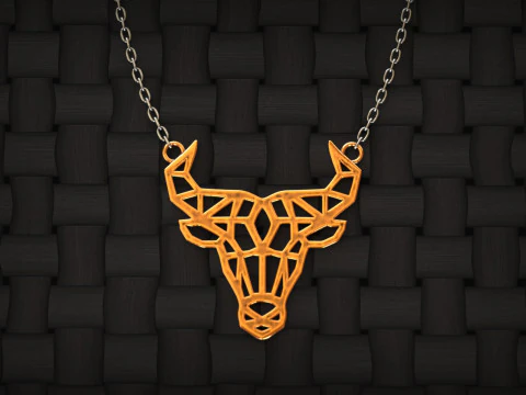 Geometric Bull Skull Head Pendant 3D Print Model