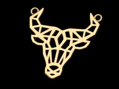 Geometric Bull Skull Head Pendant 3D Print Model