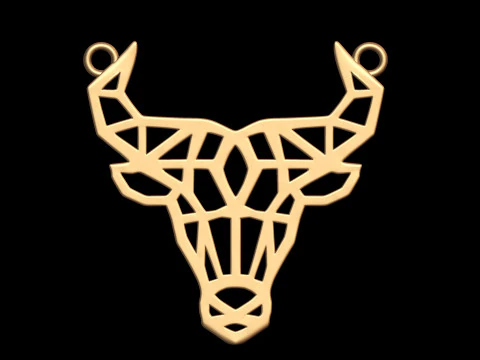 Geometric Bull Skull Head Pendant 3D Print Model