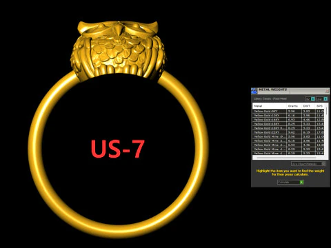 Owl Head Sculpted Gold Ring 3D Print Model