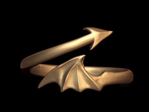 Devil Wing Arrow Wrap Ring 3D Print Model