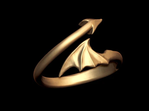 Devil Wing Arrow Wrap Ring 3D Print Model