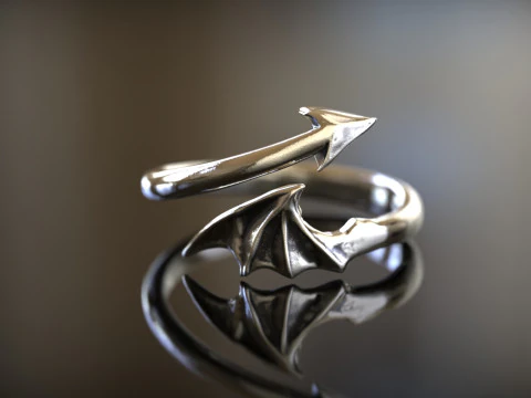 Devil Wing Arrow Wrap Ring 3D Print Model