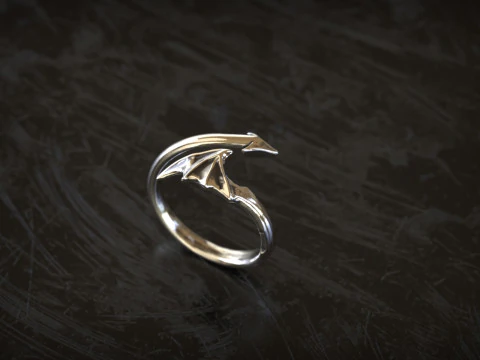 Devil Wing Arrow Wrap Ring 3D Print Model