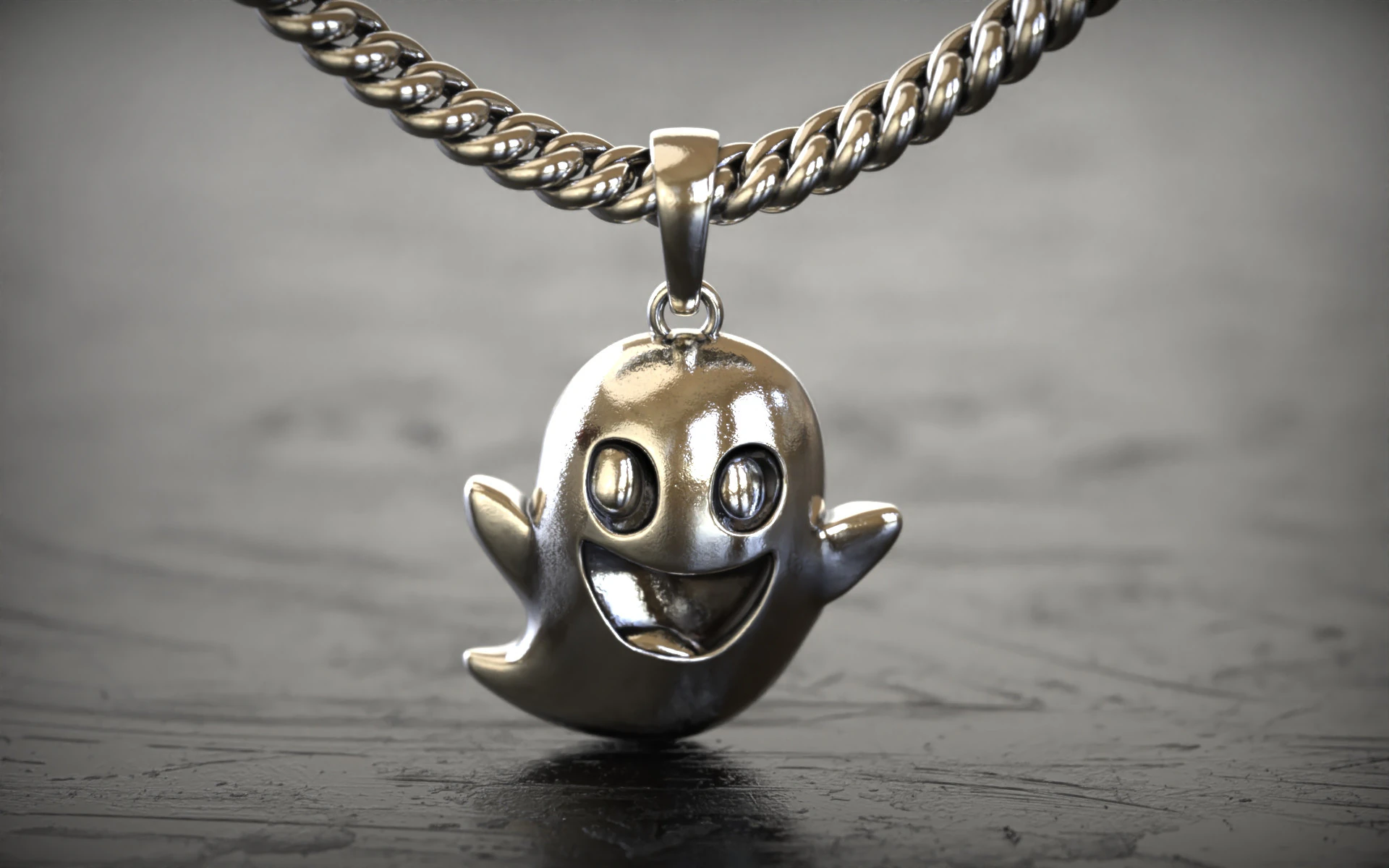 Smiling Ghost Pendant 3D Print Model .c4d .max .obj .3ds .fbx .stl .blend 