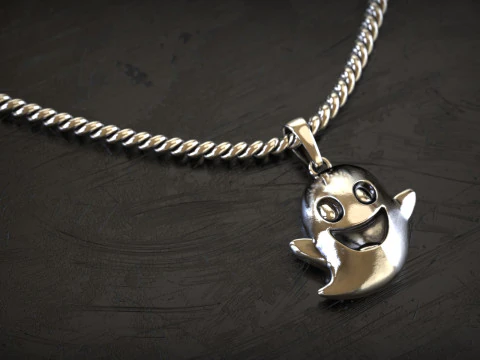 Smiling Ghost Pendant 3D Print Model