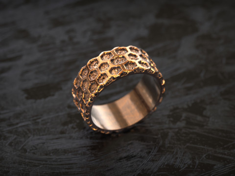 Honingraat Hex Nugget patroonring 3D printmodel